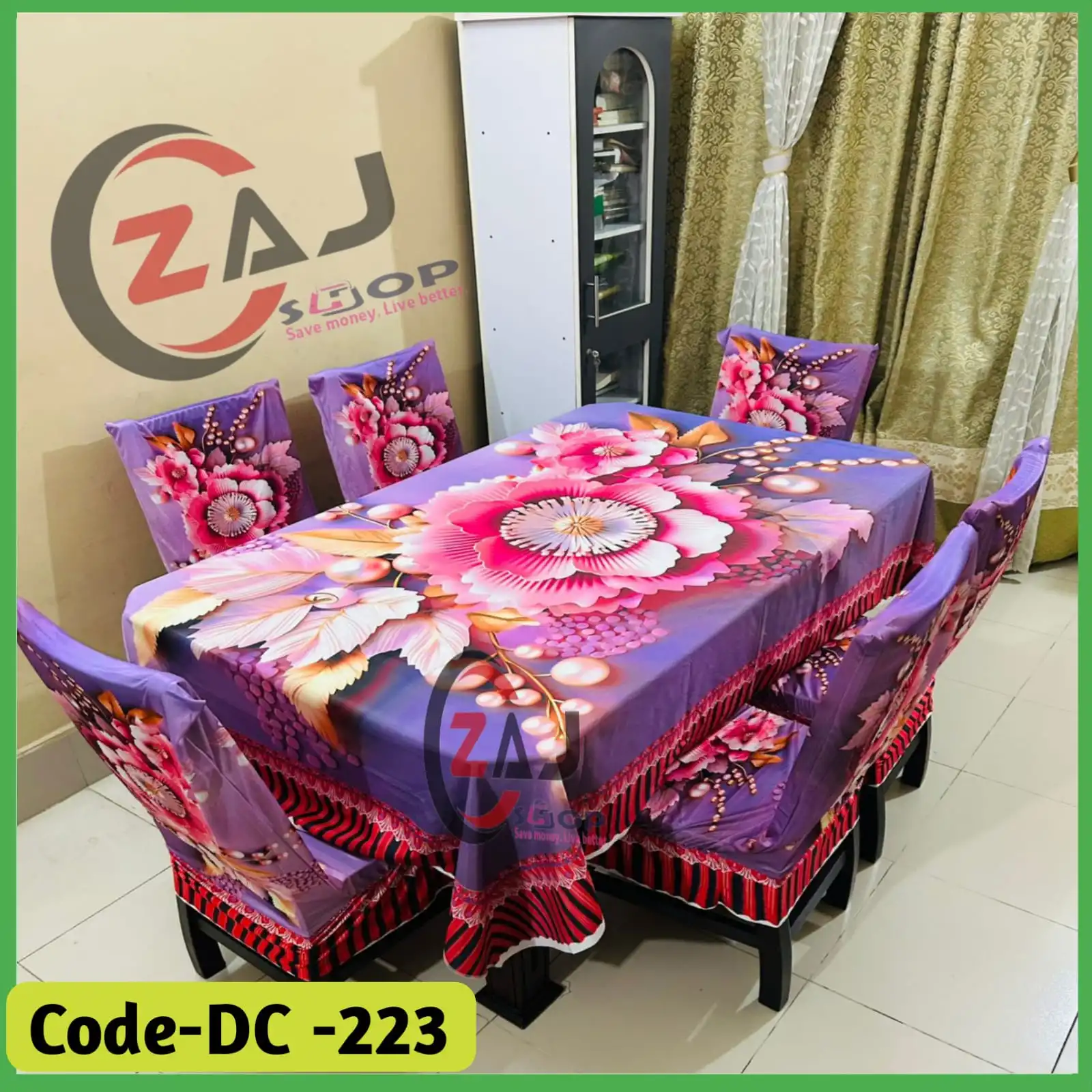 3D প্রিন্টের প্রিমিয়াম ডাইনিং টেবিল ক্লথ ও চেয়ার কভার ।। কোডঃ DC 223
